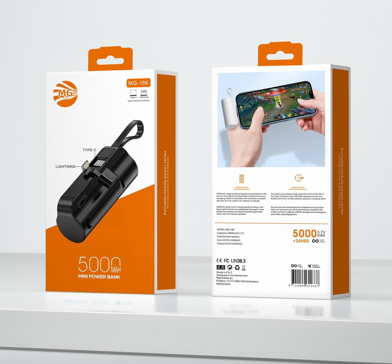Mini batterie externe MG 5 000 mAh format poche