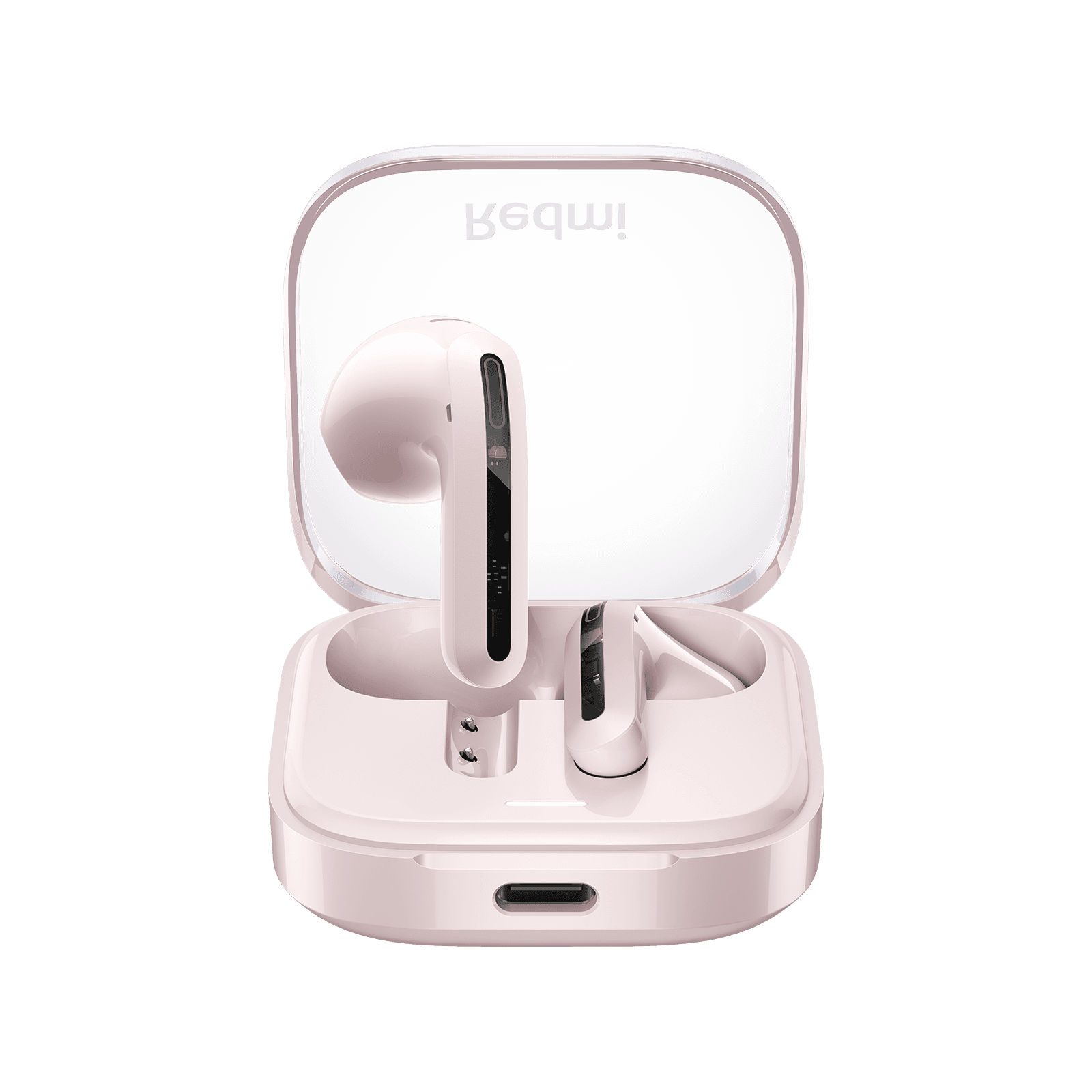 Écouteurs sans fil Redmi Buds 6 Active dans leur boîtier de charge, visuel officiel