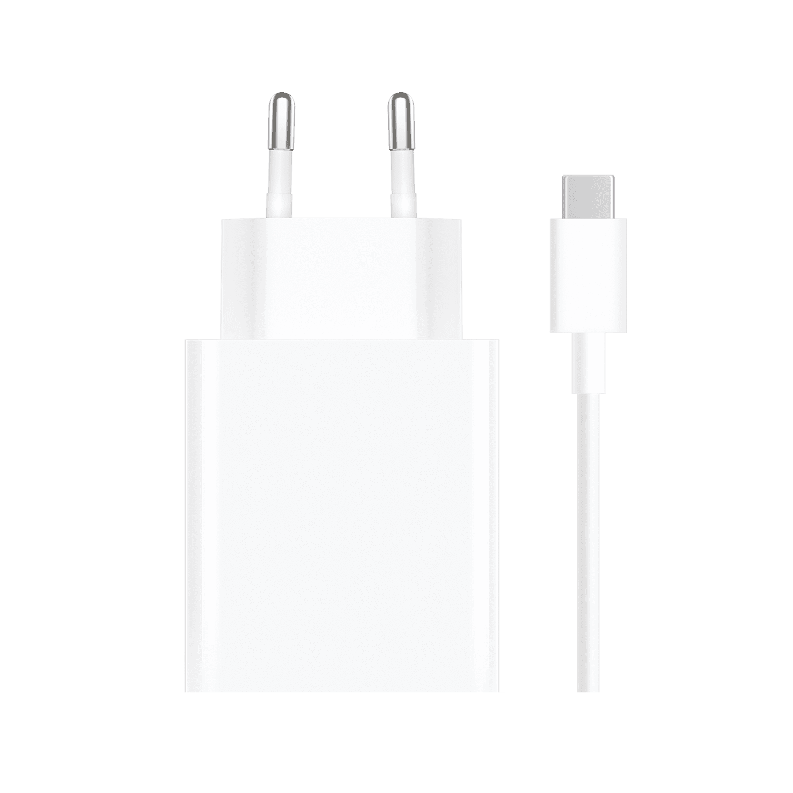 Chargeur secteur Xiaomi 33 W blanc avec son câble USB-C, visuel officiel