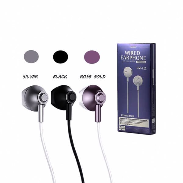 REMAX RM-711/A/I Wired Écouteurs for Calls & Music 3.5mm Silver