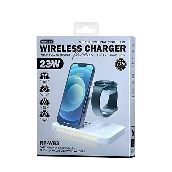 REMAX Senher Series 23W 3-in-1 Rotary Folding Support, sans fil Chargeur & Night Lamp RP-W83 (pour Huawei Watc