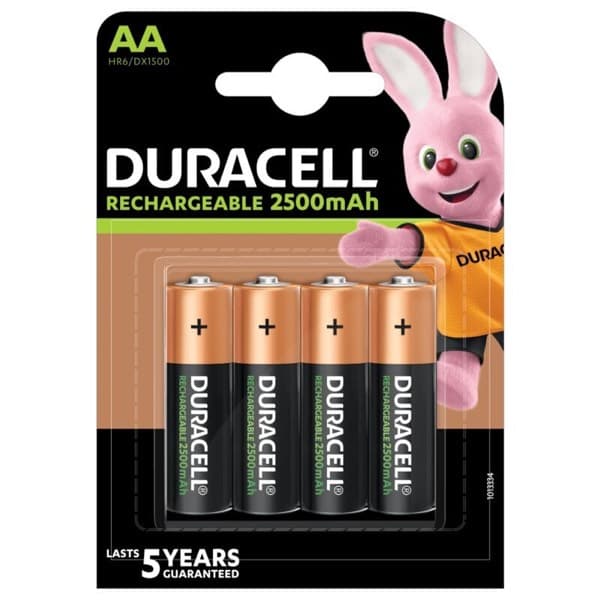 Duracell Rechargeable AA Battery 2500mAh HR6 (DX1500) Pack of 2