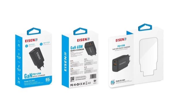 Eisenz 65W Chargeur Adaptateur USB + USB-C PD (EZ-2037)