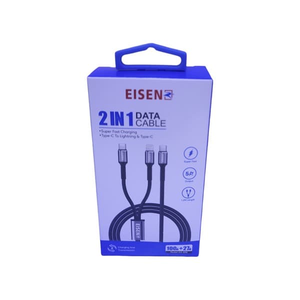 Eisenz 2-in-1 USB Câble Type-C to Lightning + Type-C (EZ-056)