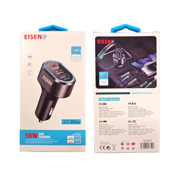 Eisenz Car Chargeur 50W PD 30W/20W + USB QC3.0 (EZ-2044)