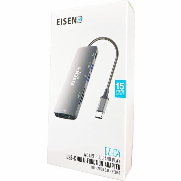 Eisenz USB Type-C Multi-Function Adaptateur HDMI + 2× USB 3.0 + Card Reader (EZ-C4)