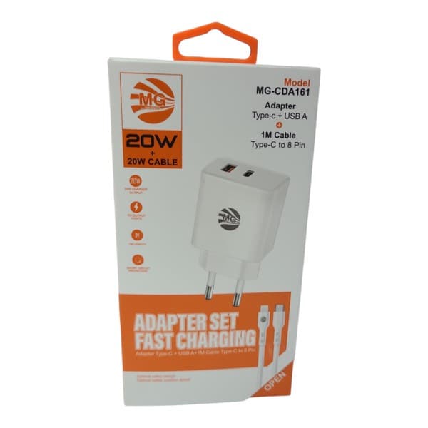 MG 20W Chargeur 2-Port USB-C + USB (MG CDA161)