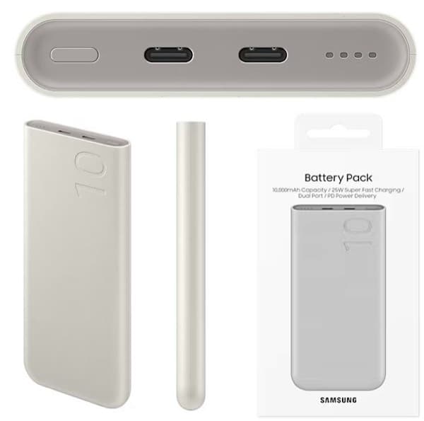Samsung 10000mAh Batterie externe 25W charge rapide Beige (EB-P3400XUEGEU)