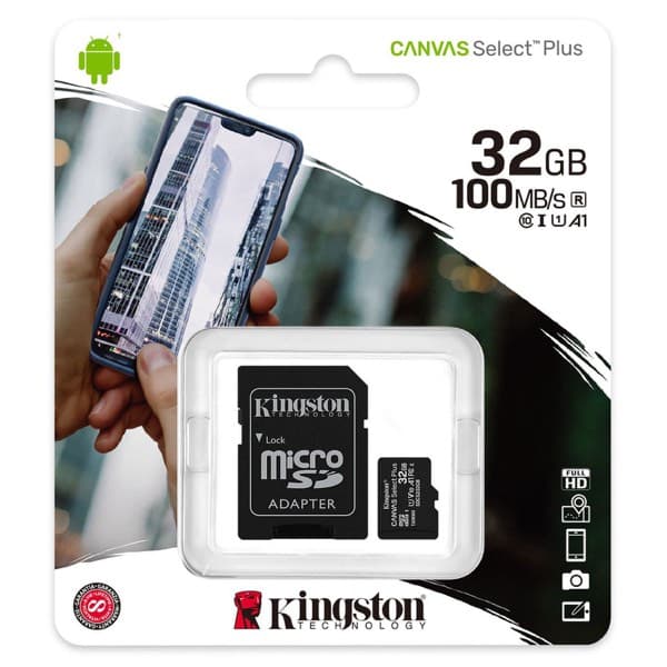 Kingston Canvas Select Plus MicroSD 32GB avec SD Adaptateur