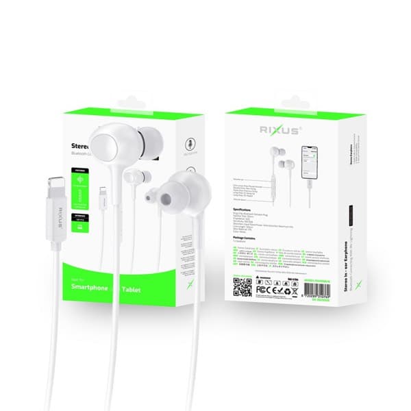Rixus Lightning Wired Écouteurs avec Microphone blanc (RXHD56LW)