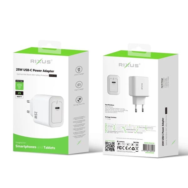 Rixus 33W GaN USB-C Power Adaptateur blanc RXHC33
