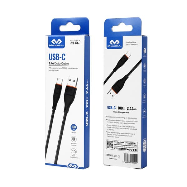Miccell USB-A to USB-C 2.4A Data & Charging Câble 1m VQ-D06