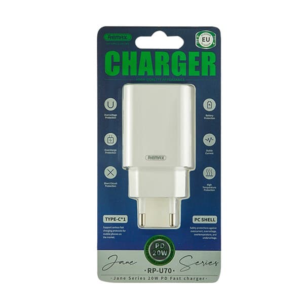 REMAX Kiddy Series 20W USB-C charge rapide Chargeur EU blanc RP-U70