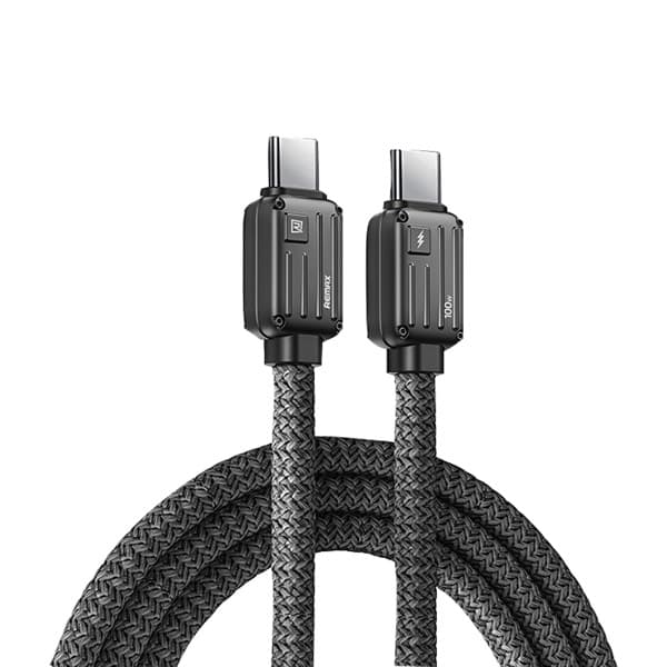 REMAX Bagcase Series 100W Zinc Alloy Braided USB-C to USB-C charge rapide Câble de données 1.2m noir RC-C159