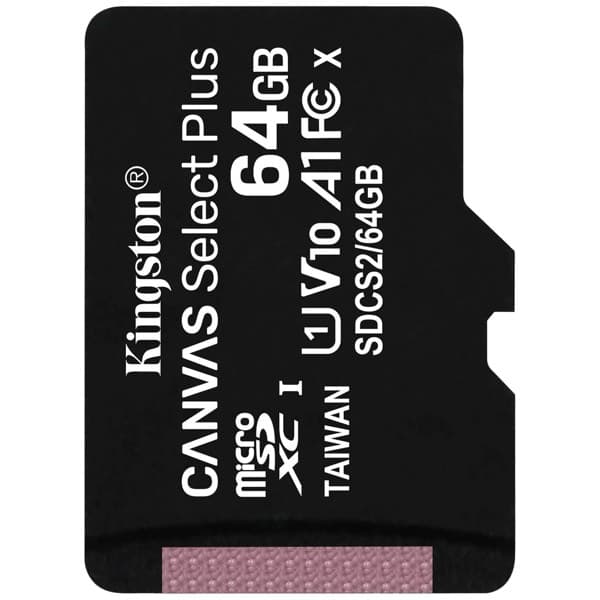 Kingston Canvas Select Plus microSDHC 64GB Carte mémoire 100MB/s A1