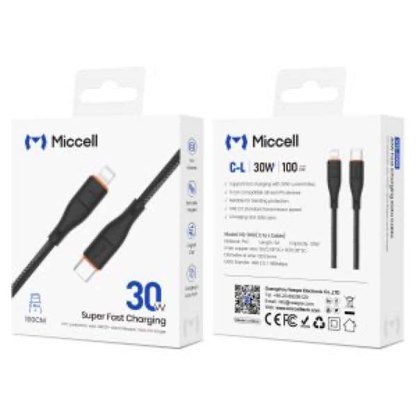 Miccell USB-C to Lightning 30W charge rapide Câble 1m VQ D06