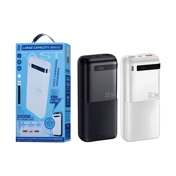 REMAX Piloteer Series 20000mAh charge rapide Batterie externe 20W + 22.5W noir RPP-72