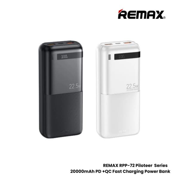 REMAX Piloteer Series 20000mAh charge rapide Batterie externe 20W + 22.5W blanc RPP-72