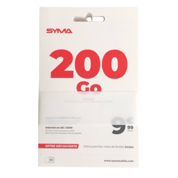 Syma Mobile SIM Card – Unlimited Calls & Texts + 200GB 5G Data – SFR Network – No Commitment