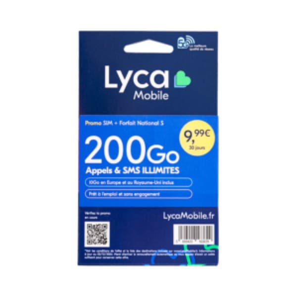 Lyca Mobile Prepaid SIM Card Unlimited avec 200GB Internet (No Subscription)