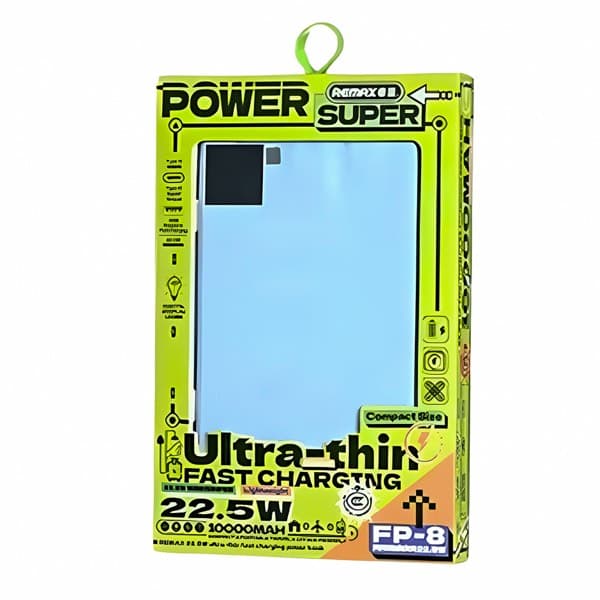 REMAX FP-8 Ultra-Thin Batterie externe 10000mAh 22.5W bleu
