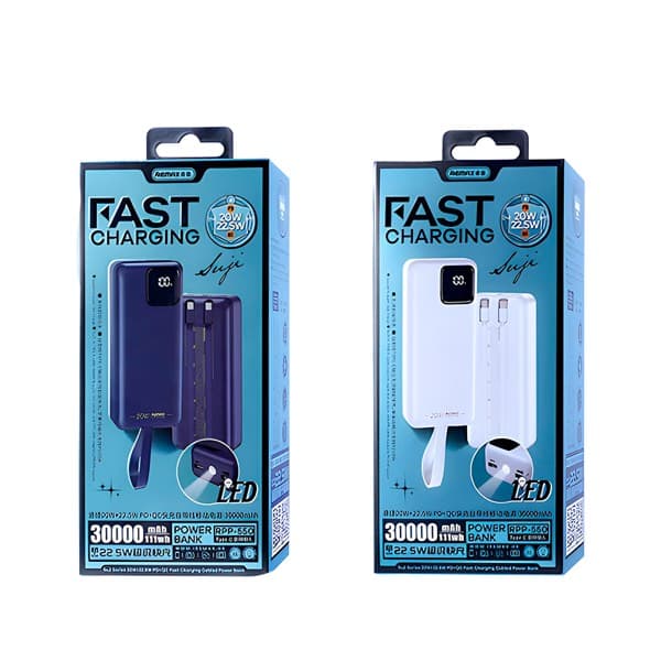 REMAX Suji Series Batterie externe 30000mAh PD20W + QC22.5W RPP-550 bleu