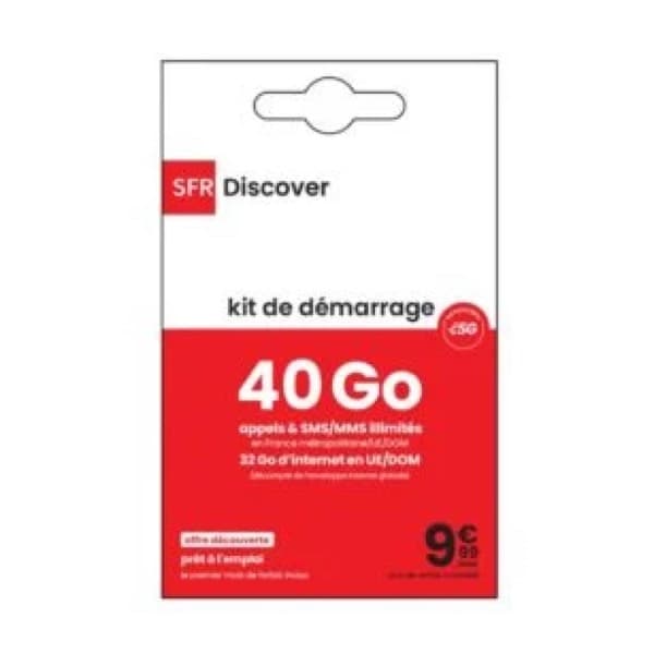 SFR Prepaid SIM Card Unlimited Calls + 40GB Internet No Commitment