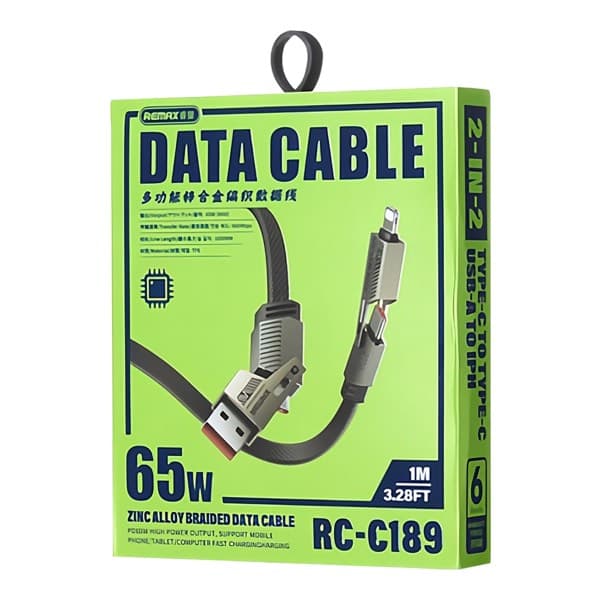 REMAX 65W Zinc Alloy Braided Multi-Functional Câble de données RC-C189 noir