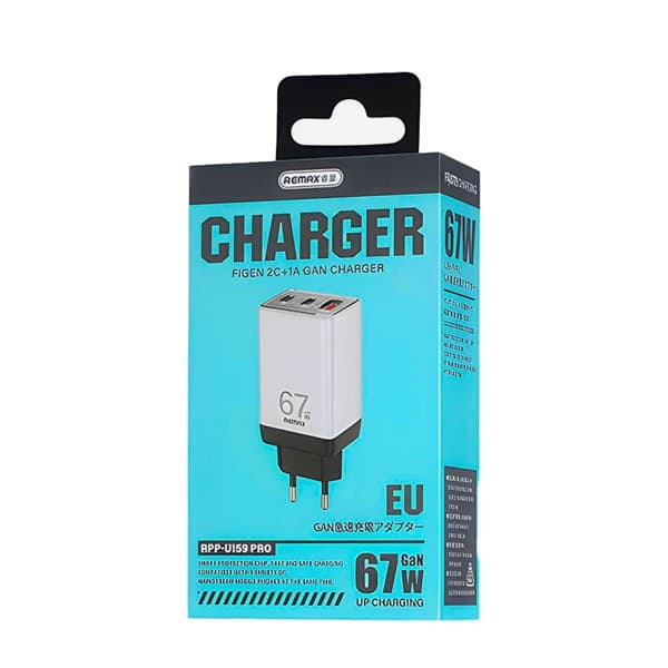 REMAX Figen 67W GaN Travel Chargeur 2C1A RP-U159PRO EU blanc
