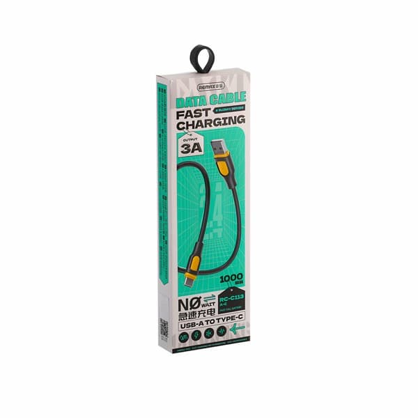REMAX Ruinay Series 2.4A charge rapide USB-A to USB-C Câble 1m RC-C113 noir