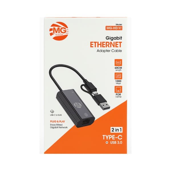 MG 2-in-1 USB-C Gigabit Ethernet Adaptateur avec USB 3.0 (MG-HD97)