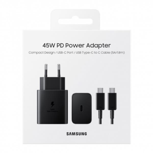 Samsung 45W USB-C to USB-C Chargeur Kit 1.8m noir (EP-TA845XBEGCN) (Original)