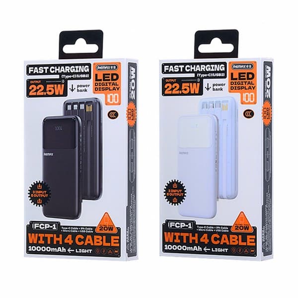 Remax 20W + 22.5W charge rapide Câble Batterie externe 10000mAh FCP-1 noir