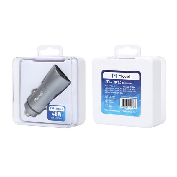 Miccell 48W Dual Port Car Chargeur 30W PD + QC3.0 (VQ-C49)