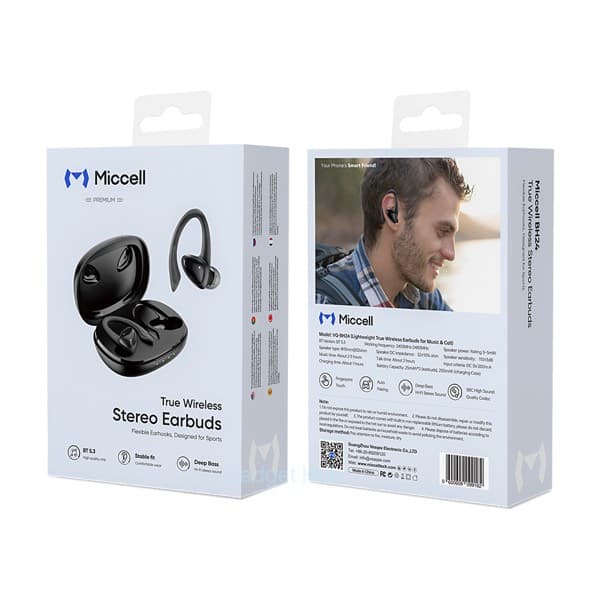 Miccell TWS Over-the-Ear sans fil Écouteurs noir (VQ-BH24)
