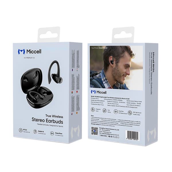 Miccell Open-Ear True sans fil Workout Écouteurs blanc VQ-BH96