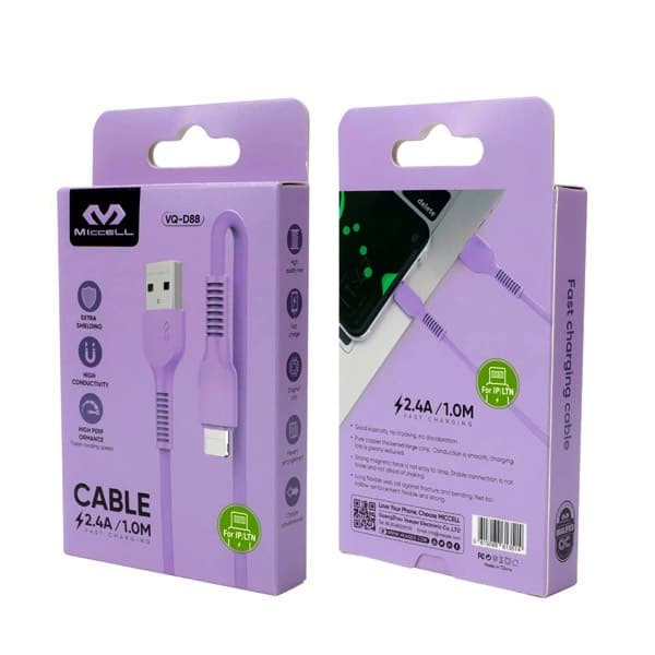 Miccell USB to Lightning charge rapide Câble 3.3ft Purple VQ-D88