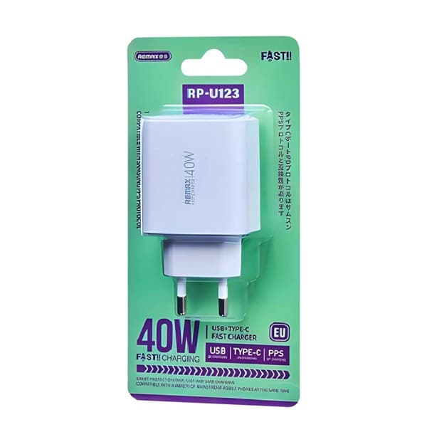 REMAX Kiddy Series 40W Fast Wall Chargeur USB-A + Dual USB-C RP-U123