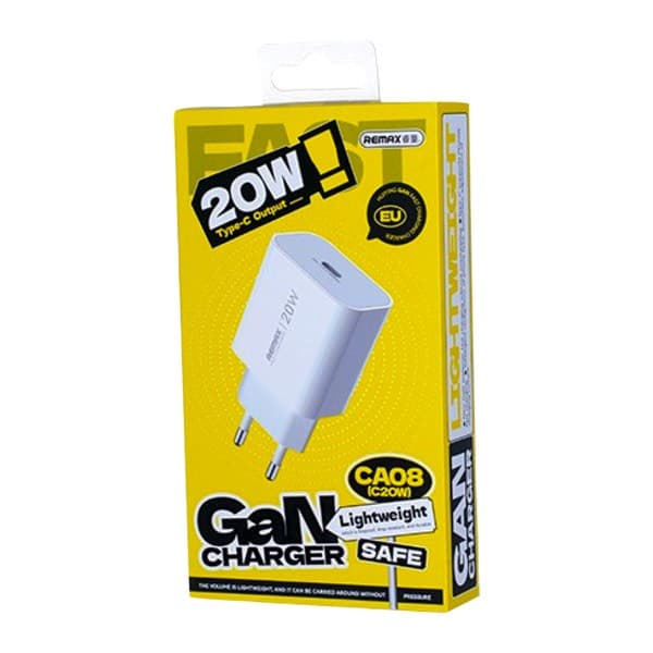 REMAX Huiying CA08 (C20W) 20W GaN charge rapide Chargeur USB-C blanc