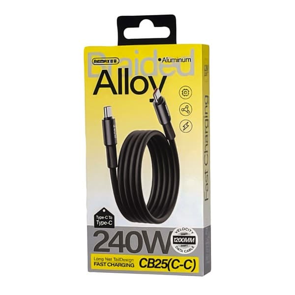 REMAX Velocity CB25 USB-C to USB-C Aluminum Alloy Braided charge rapide Câble de données 240W 1.2m