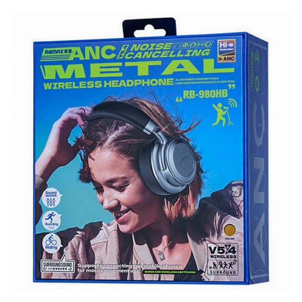 REMAX RB-980HB ANC Noise Cancelling Metal sans fil Casque Khaki