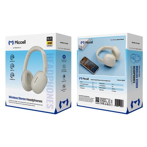 Miccell VQ-B20 sans fil Stereo Casque blanc