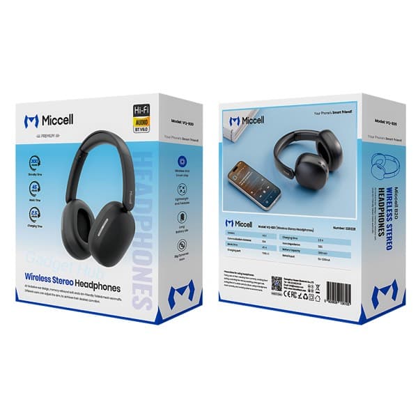 Miccell VQ-B20 sans fil Stereo Casque noir