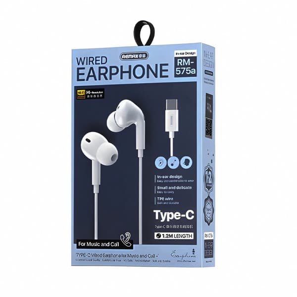 REMAX Wired Écouteurs for Music and Calls USB-C RM-575 blanc