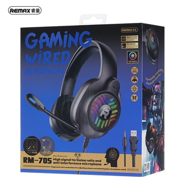 REMAX Gaming Wired Casque RM-705 noir