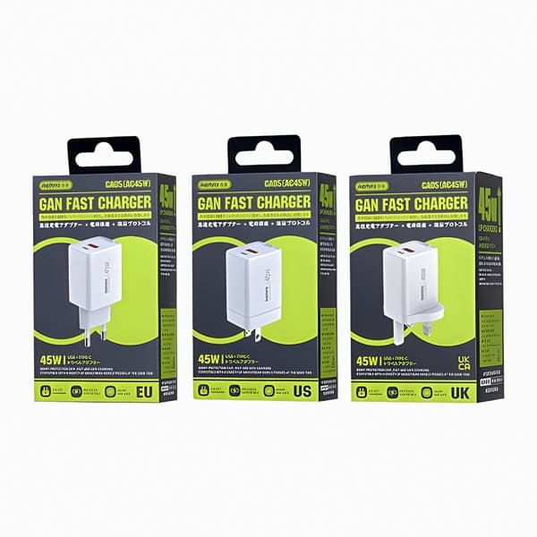 REMAX GaN Fast Chargeur A + C CA05 (AC45W) avec Samsung Original Chip EU blanc