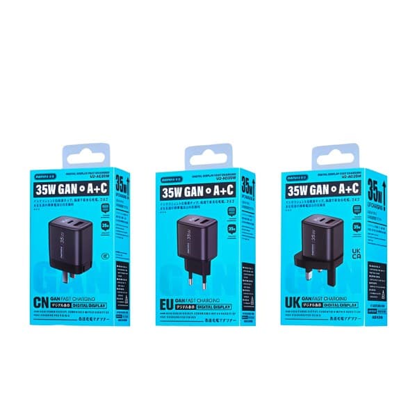 REMAX GaN Digital Fast Chargeur 1A + 1C U2-AC35W EU Silver