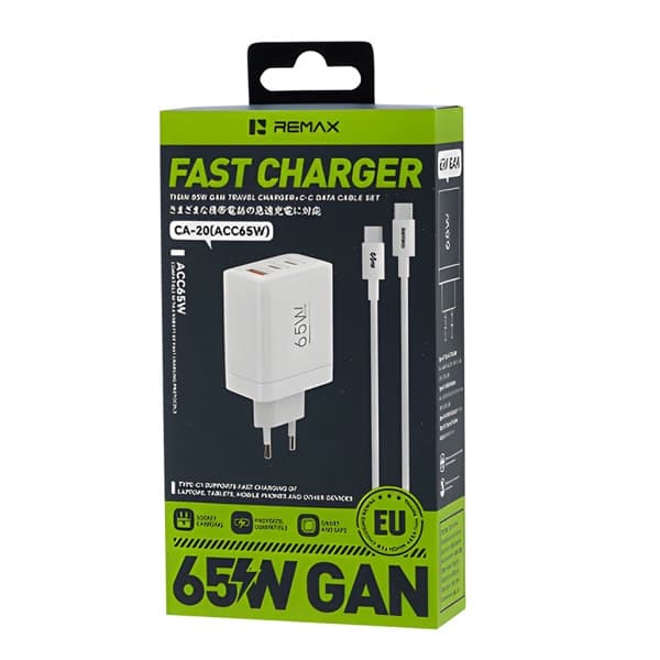 REMAX Tigin Series 65W GaN Foldable Travel Chargeur CA-20 (ACC65W) EU blanc