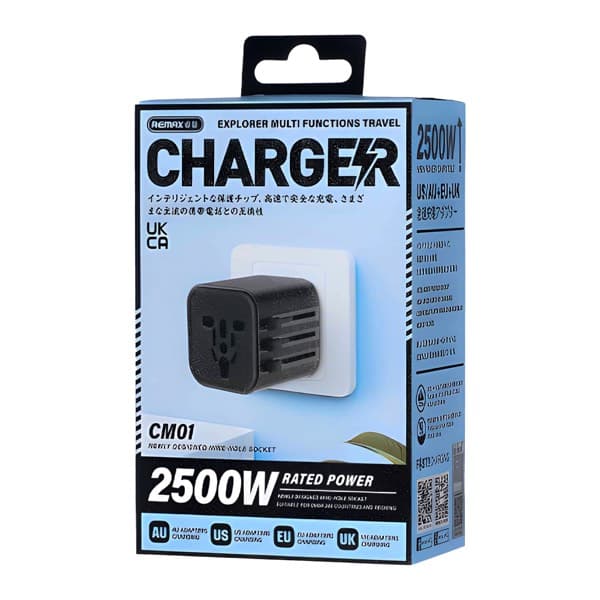 REMAX Explorer Multi-Function Travel Chargeur (EU/UK/US/AU) CM01 noir