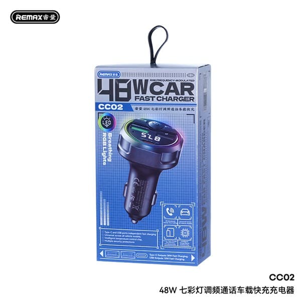REMAX 48W RGB FM Transmitter charge rapide Car Chargeur CC02 Tarnish